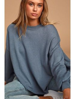 Cozy Comforts Slate Blue Dolman Sleeve Sweater Top