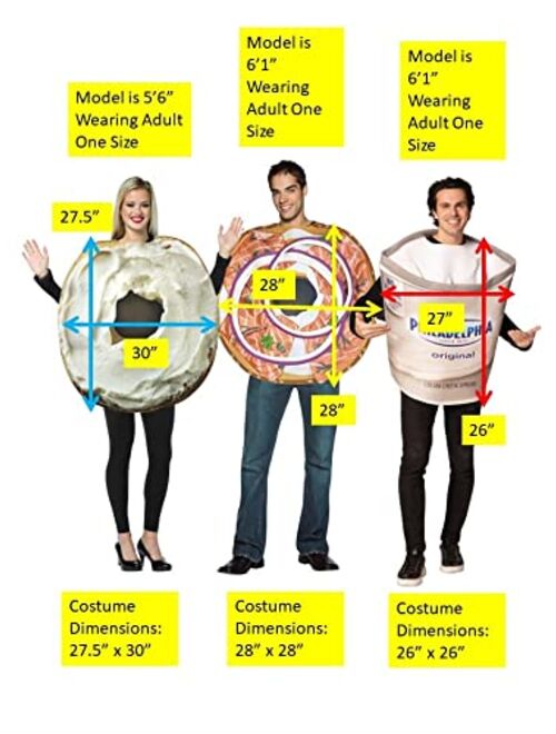 Rasta Imposta Bagel and Lox, Bagel with Chream Cheese & Philadelphia Cream Cheese Tub Costumes Bundle Breakfast Brunch Dress Up Food, Adult One Size