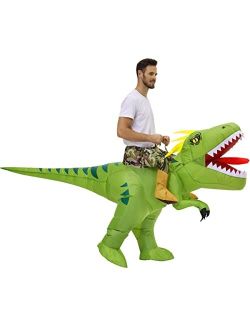 Doscos Adult Inflatable Dinosaur Costume Halloween Blow up costume Riding T-rex Funny Costume for Party