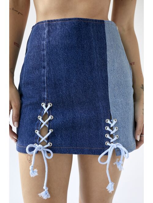 Urban Renewal Remade Lace Up Grommet Detail Mini Skirt