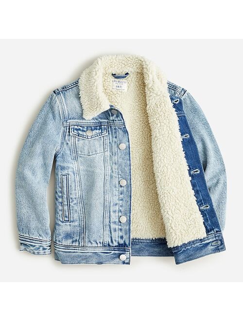 J.Crew Kids' relaxed denim jacket with sherpa lining