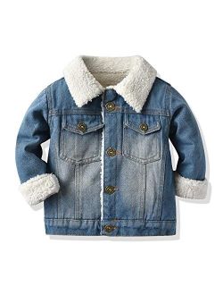 JMOORY Toddler Baby Boys Girls Thick Denim Jacket Kids Fleece Lining Jacket Coat Outwear