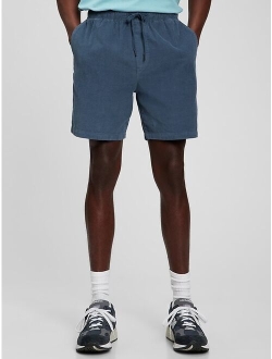 Corduroy Solid E-Waist Drawstring Shorts