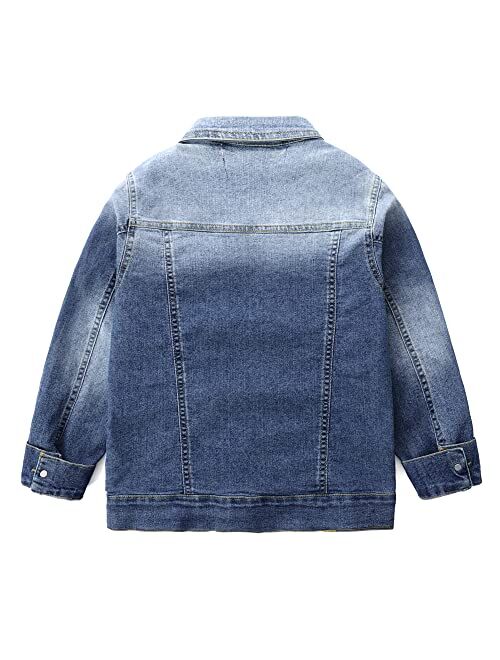 LJYH Boys Vintage Washed Basic Denim Jackets Kids Spring Blue Jean Coats