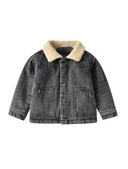 LvYinLi Baby Clothes Toddler Denim Polar Fleece Jacket Coat Baby Boys Girls Long Sleeve Thick Warm Outerwear