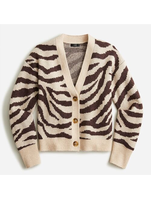 J.Crew Ribbed V-neck cardigan sweater in zebra stripe