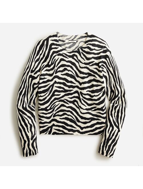 J.Crew Cropped cashmere crewneck sweater in zebra stripe