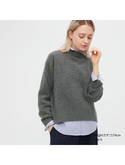 Souffle Yarn Mock Neck Long-Sleeve Sweater