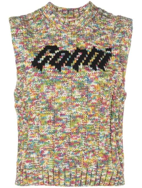 GANNI Rope knitted logo vest