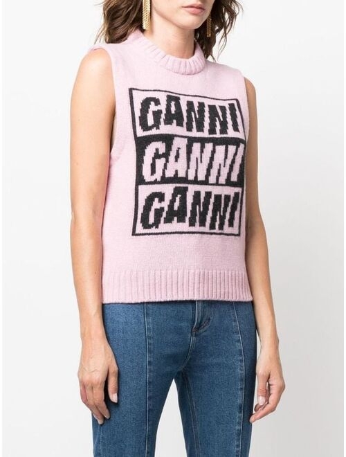 GANNI intarsia-logo knitted vest