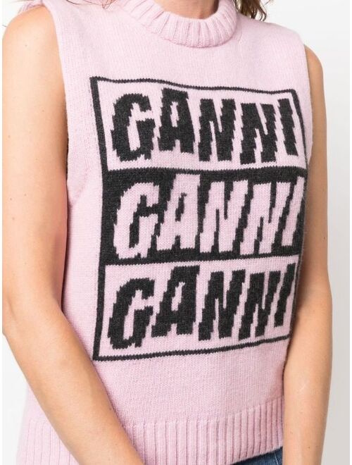 GANNI intarsia-logo knitted vest