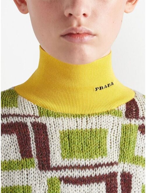 Prada intarsia knit turtleneck wool sweater