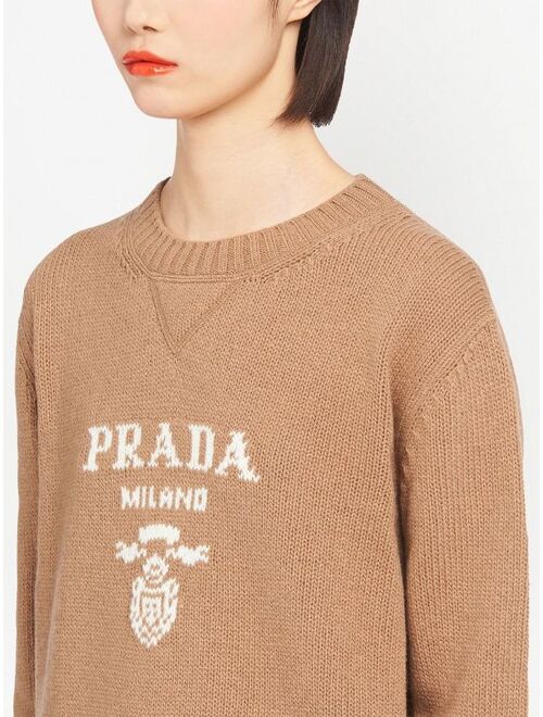 Prada crew-neck logo intarsia knit jumper