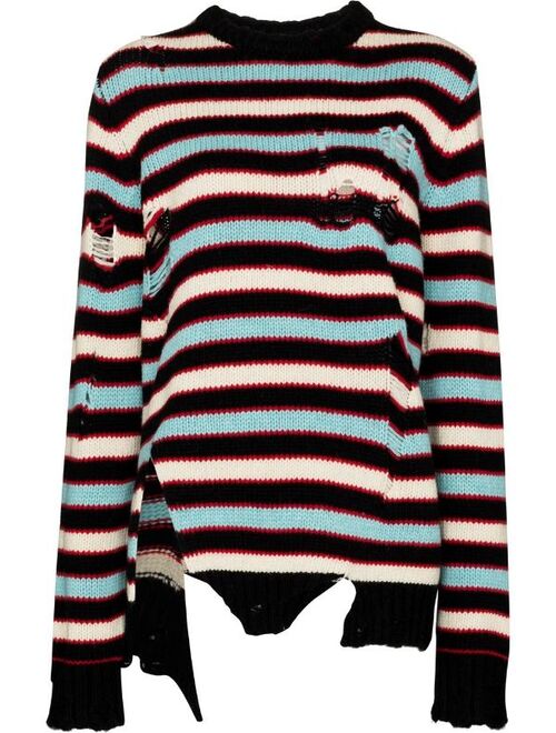 Charles Jeffrey Loverboy distressed-effect striped jumper