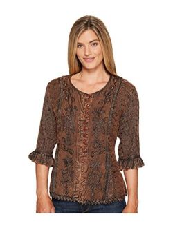 Women's Floral Embroidered Ruffled Sleeve Top - Hc67iv