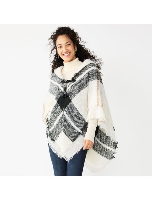 Women's Sonoma Goods For Life Woven Plaid Toggle Poncho