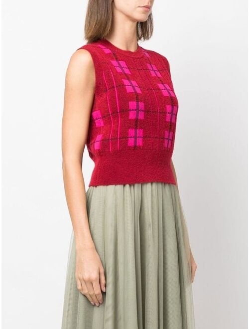 Molly Goddard plaid-check knitted top