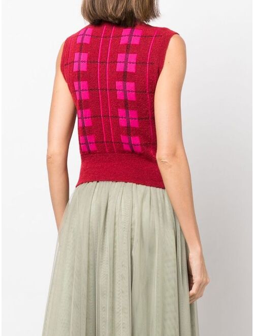 Molly Goddard plaid-check knitted top