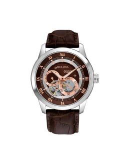 Stainless Steel Automatic Skeleton Leather Watch - 96A120 - Men
