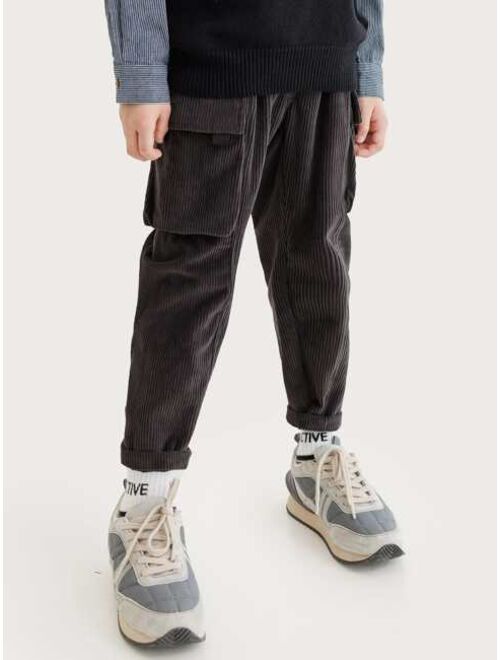 Shein Boys Flap Pocket Corduroy Cargo Pants