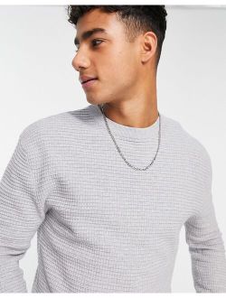 sweater with waffle knit in gray