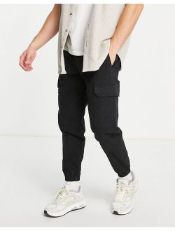 relaxed fit cargo pants in black
