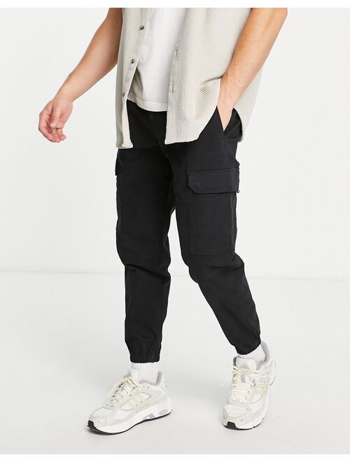 Pull&Bear relaxed fit cargo pants in black