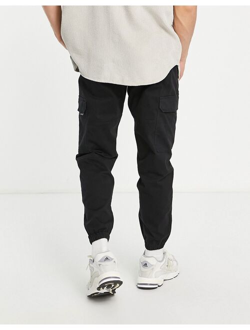 Pull&Bear relaxed fit cargo pants in black