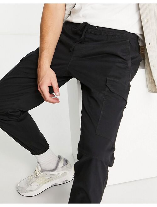 Pull&Bear relaxed fit cargo pants in black