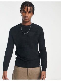 sweater with waffle knit in black