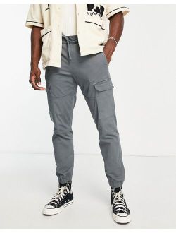 relaxed fit cargo pants in gray