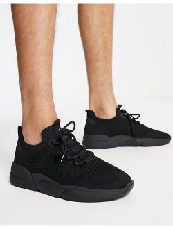 lace-up runner sneakers in black