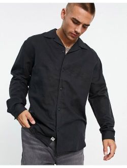 long sleeve linen shirt in black