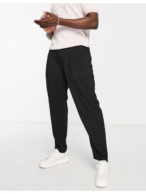 Pull&Bear smart balloon fit pants in black