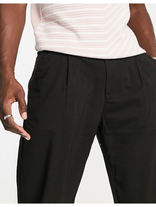 Pull&Bear smart balloon fit pants in black