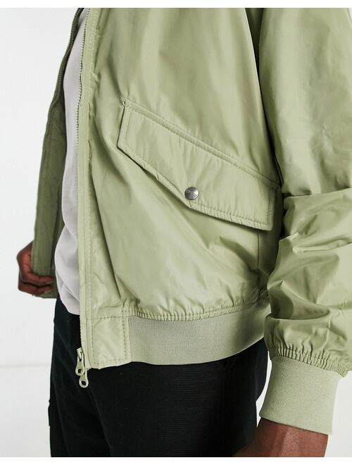 Pull&Bear bomber jacket with snap pockets in light khaki