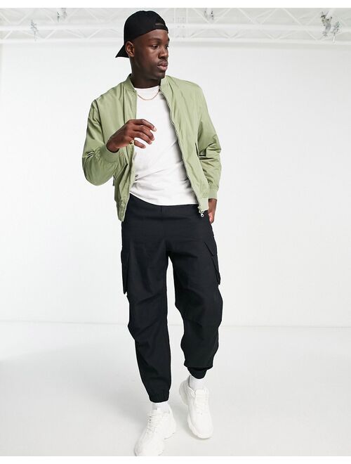 Pull&Bear bomber jacket with snap pockets in light khaki