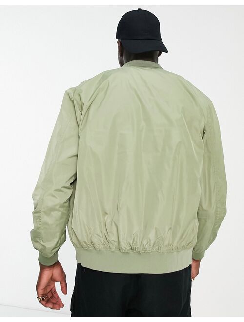 Pull&Bear bomber jacket with snap pockets in light khaki