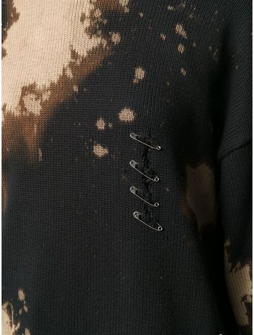 R13 distressed sweater with safety pins