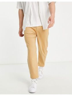 loose tailored pants in camel