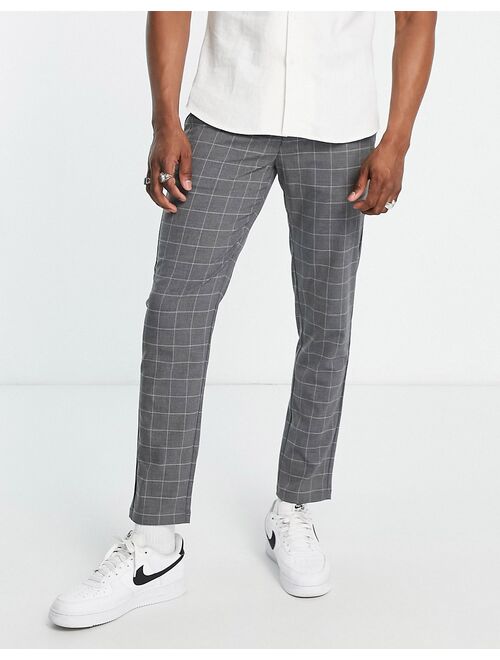 Pull&Bear slim tailored pants in gray check