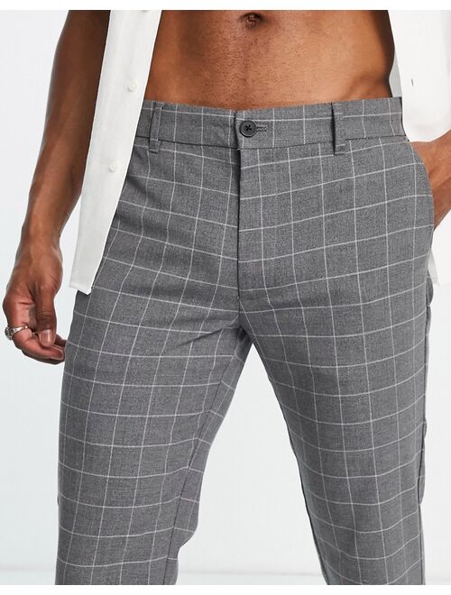 Pull&Bear slim tailored pants in gray check