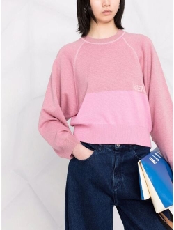 colour-block logo-embroidered cropped jumper