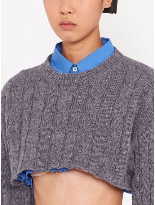 Miu Miu cable knit cropped cashmere jumper