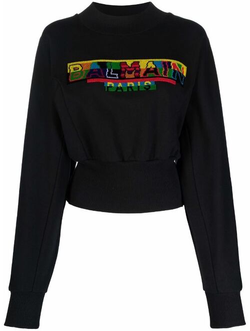 Balmain cropped pixel-logo sweatshirt