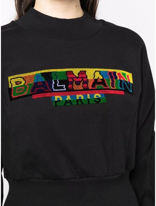 Balmain cropped pixel-logo sweatshirt