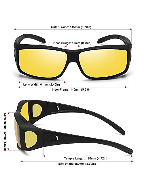 MEETSUN Fit Over Glasses Sunglasses for Men Women,Wrap Around Sunglasses Polarized 100% UV400 Protection