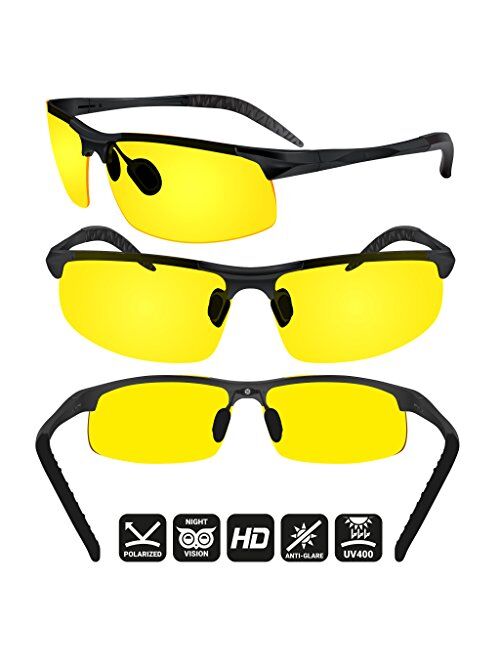 BLUPOND Night Vision Glasses for Driving For Men Women - Yellow Tint Anti Glare Glasses for Nighttime - Knight Visor