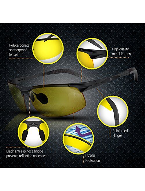 BLUPOND Night Vision Glasses for Driving For Men Women - Yellow Tint Anti Glare Glasses for Nighttime - Knight Visor