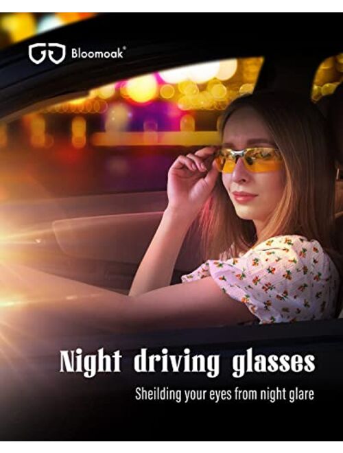 B Bloomoak Night Driving Glasses / Polarized Sports Night Vision Glasses - Anti glare | UV 400 Protection | Night Driving | Fishing | Outdoor Sport | Unisex Eyewear (Tria